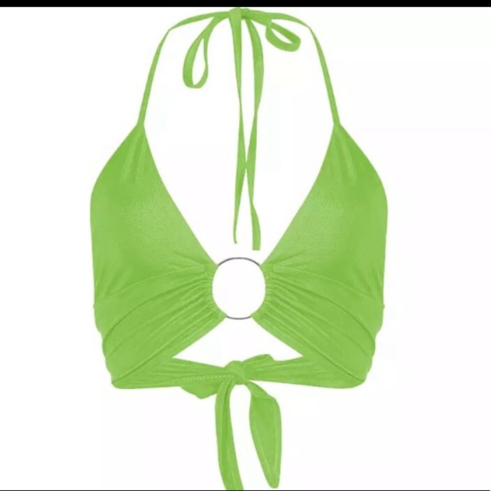 Green halter crop top